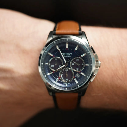 Relógio Orient Masculino Marrom, Prata & Azul