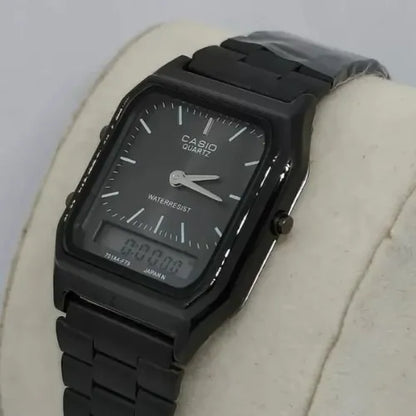 Relogio Casio Aq-230a-1d Preto De Dupla Hora Vintage Preto