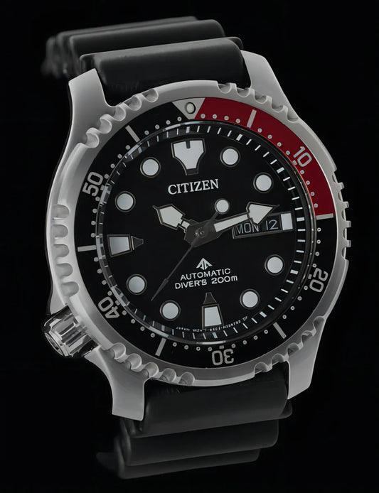 Relogio Citizen Promaster Automatico MarinE Aro Bezel Preto Vermelho